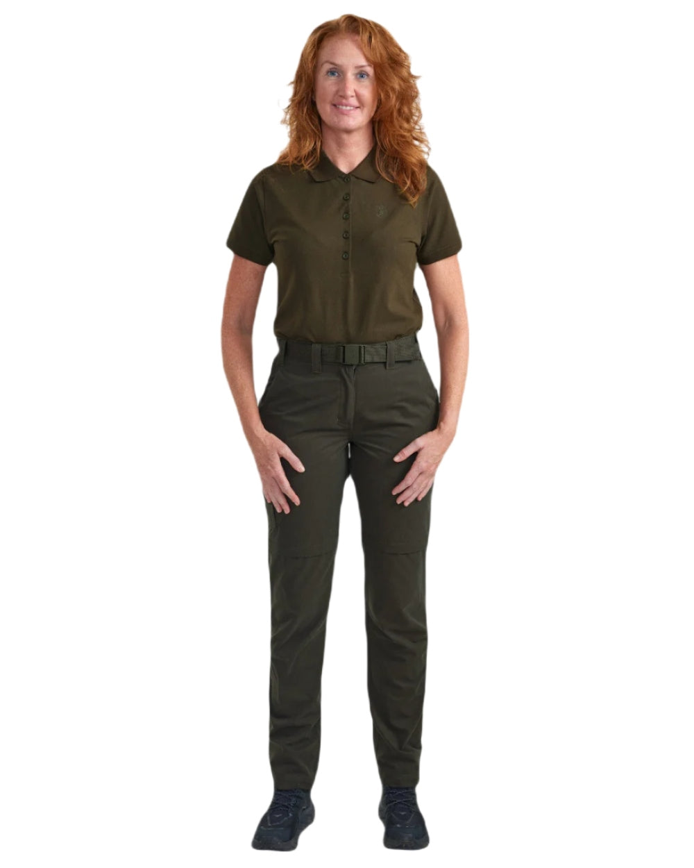 Timber coloured Deerhunter Lady Slogen Zip-Off Trousers on white background