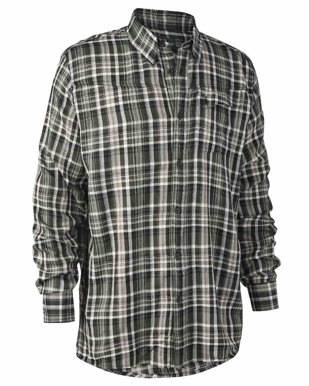 Green Check coloured Deerhunter Mateo Shirt on white background