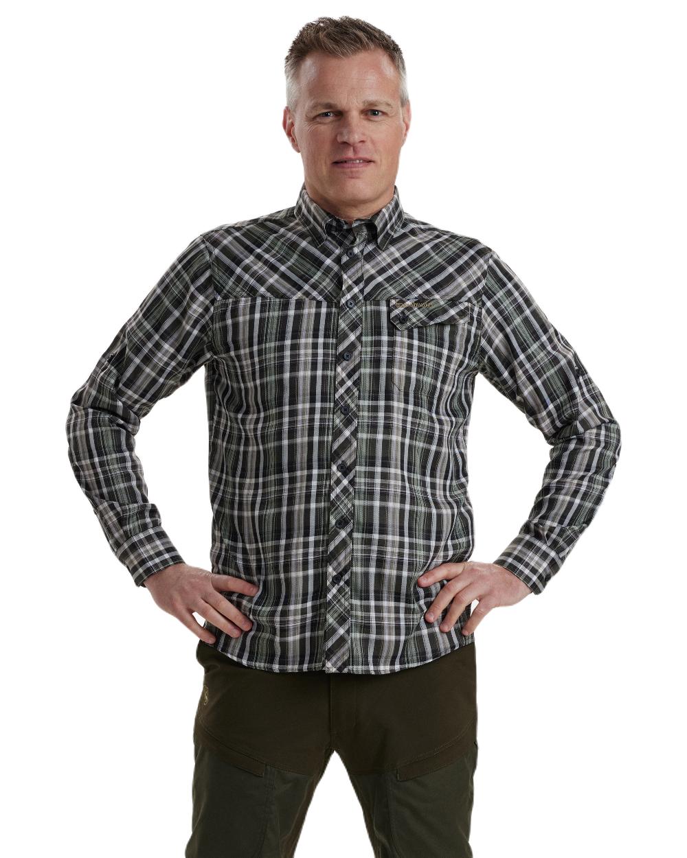 Green Check coloured Deerhunter Mateo Shirt on white background