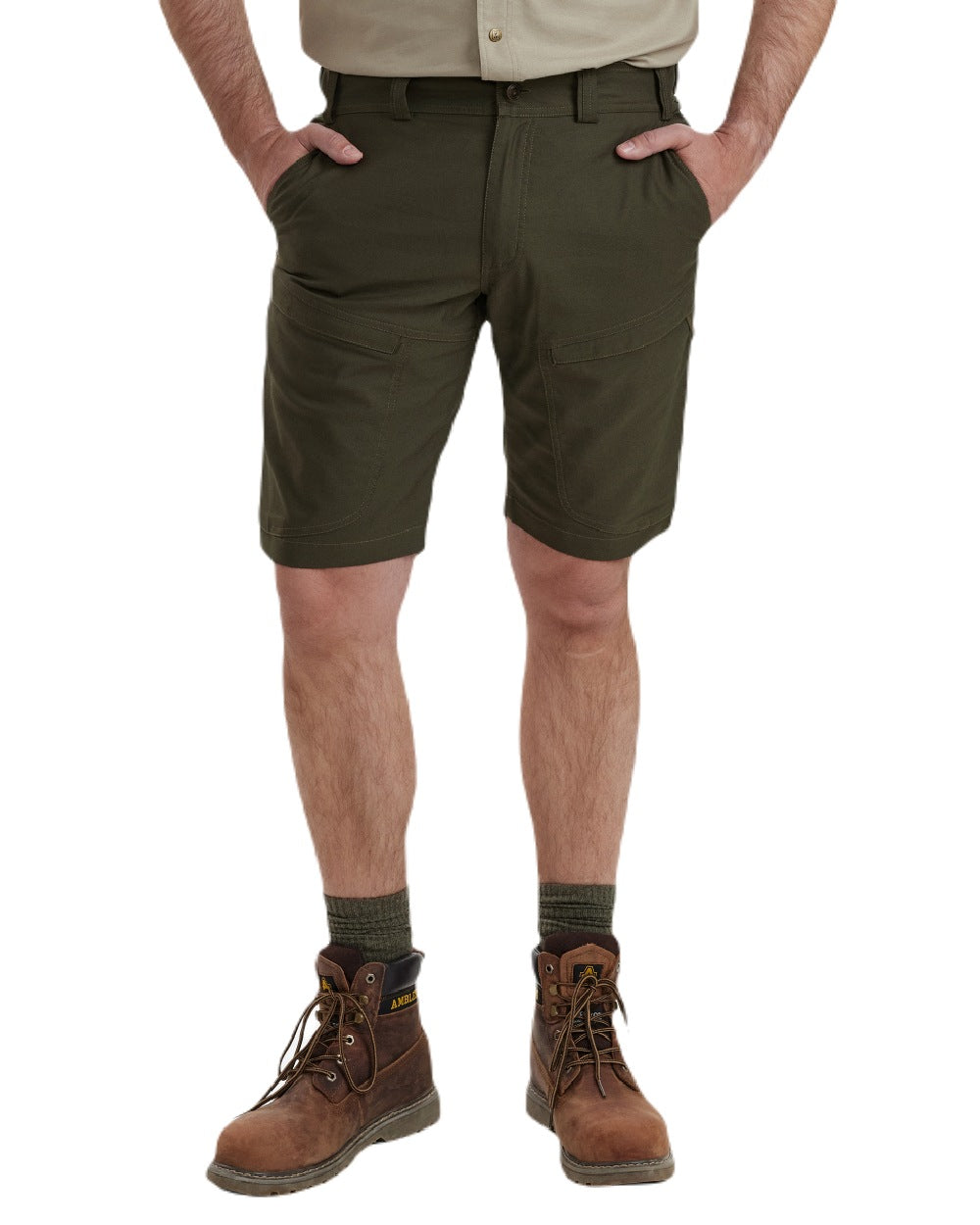 Forest Green coloured Deerhunter Matobo Shorts on white background