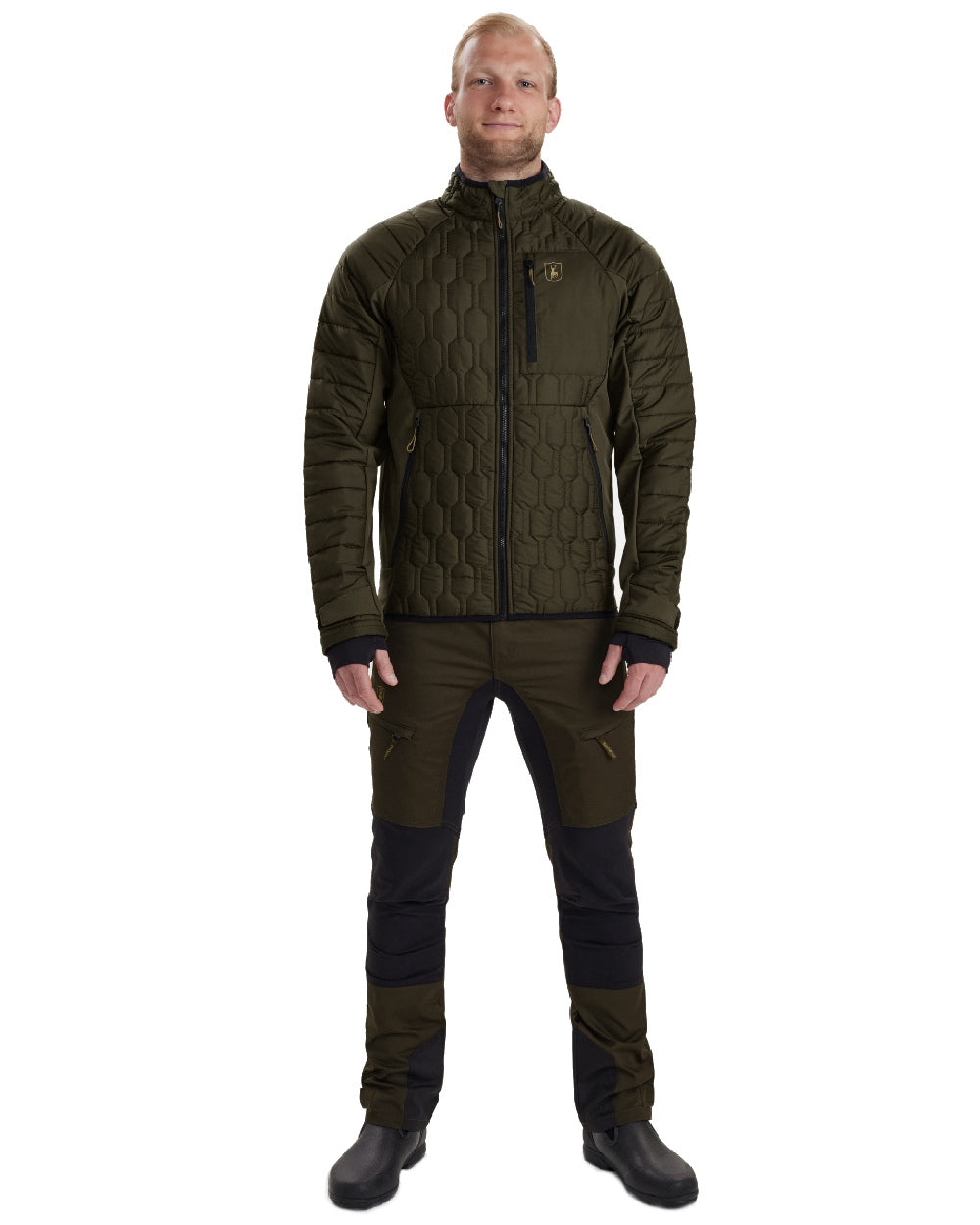 Forest Green coloured Deerhunter Mossdale Quilted Jacket on white background
