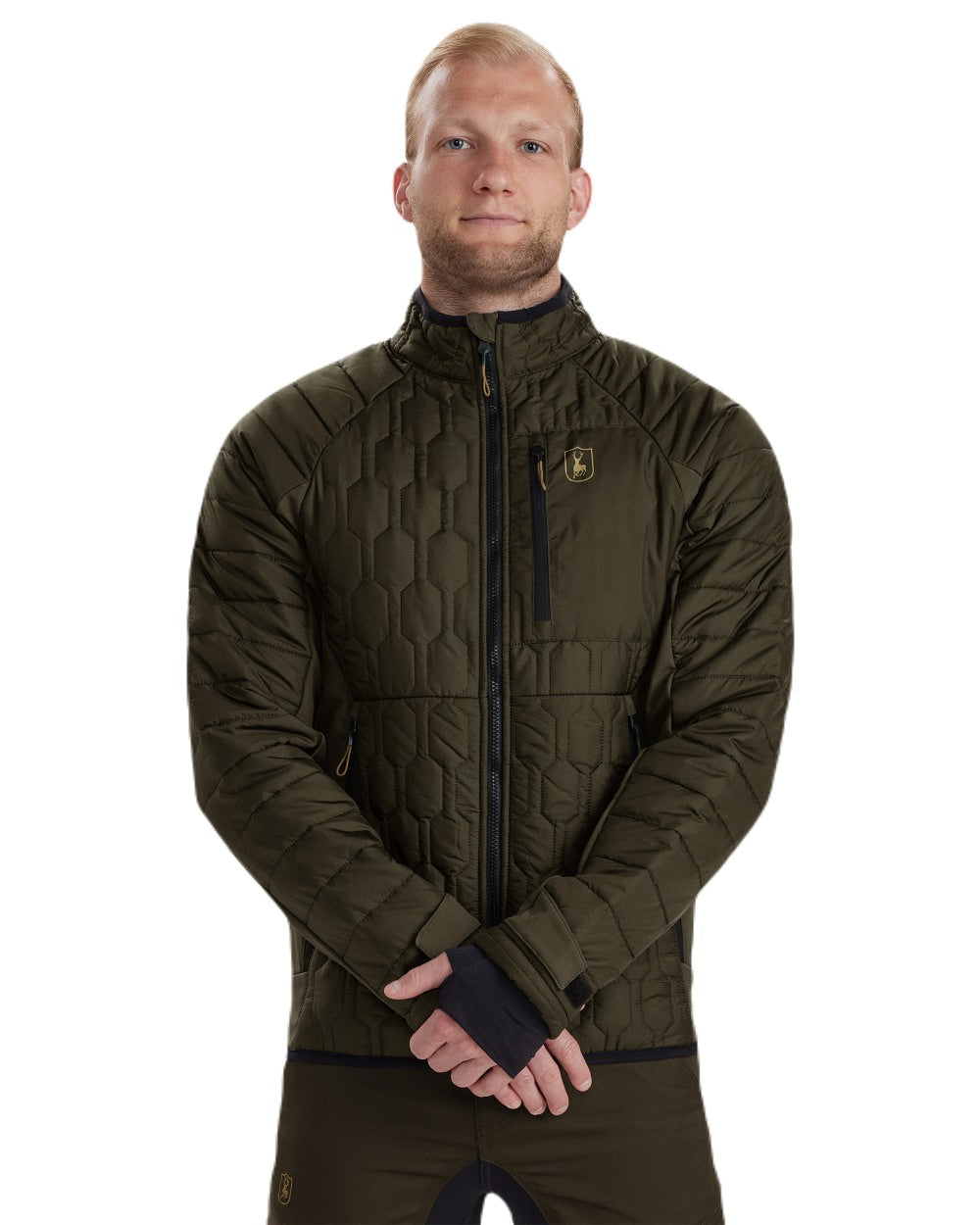 Forest Green coloured Deerhunter Mossdale Quilted Jacket on white background