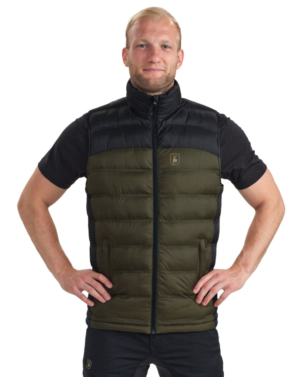 Rifle Green coloured Deerhunter Northward Padded Waistcoat on white background