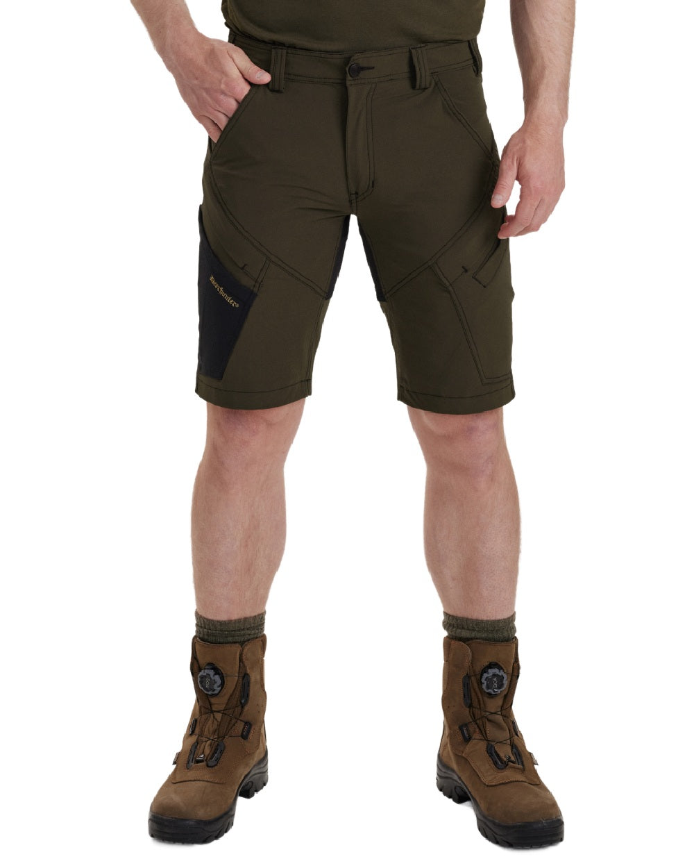 Bark Green coloured Deerhunter Northward Shorts on white background