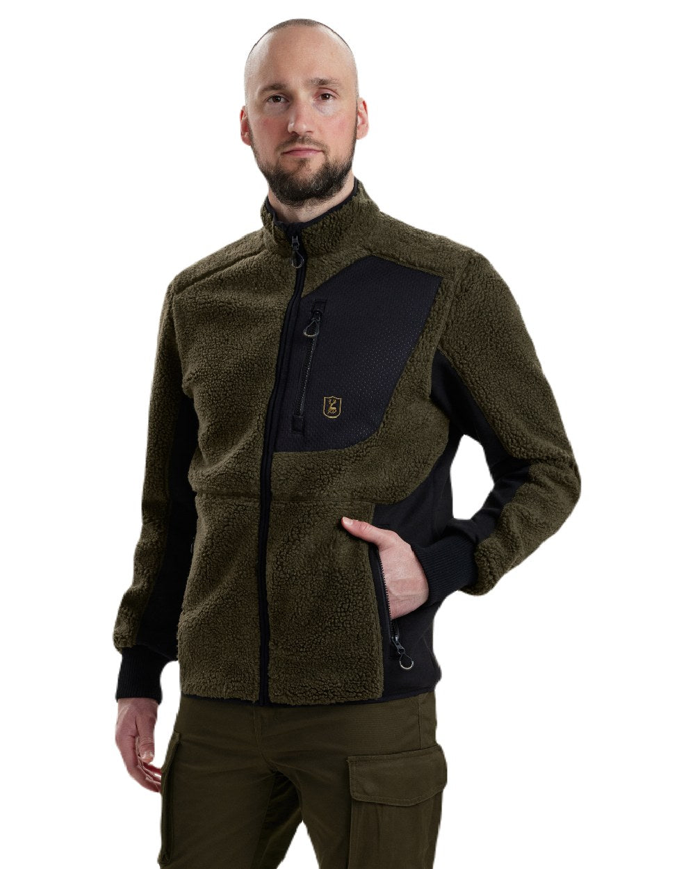 Adventure Green coloured Deerhunter Rogaland Fiber Pile Jacket on white background