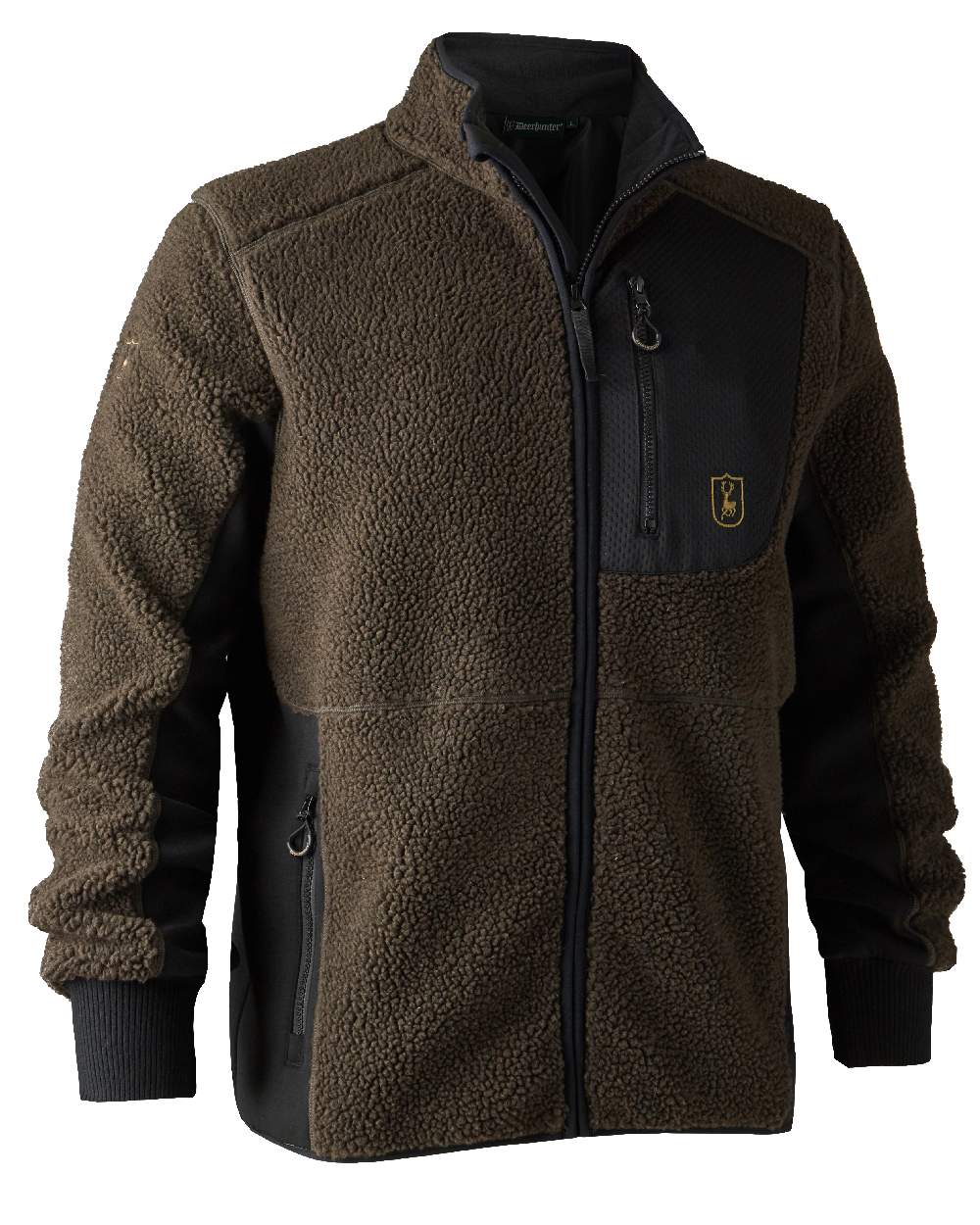 Chocolate Brown coloured Deerhunter Rogaland Fiber Pile Jacket on white background