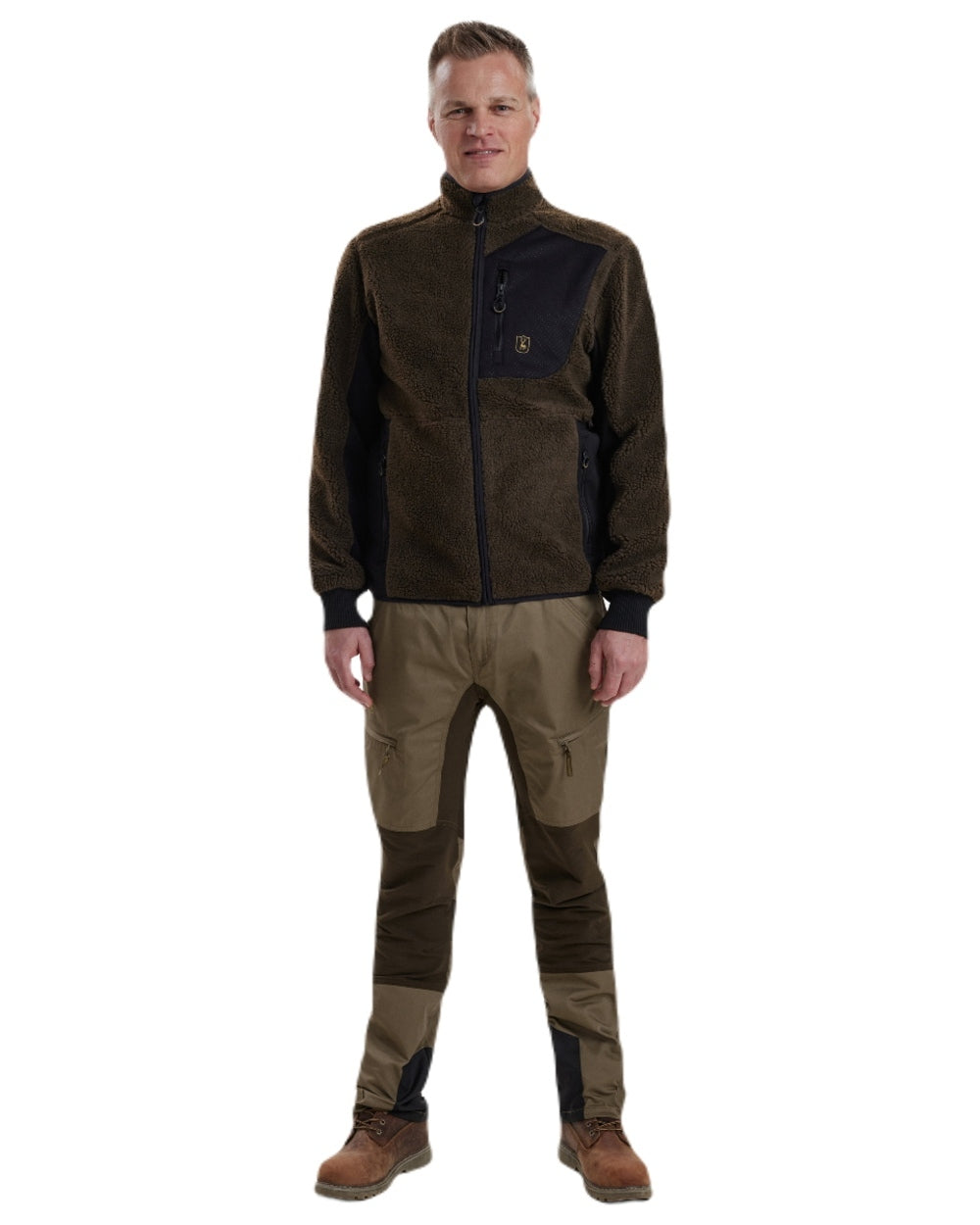 Chocolate Brown coloured Deerhunter Rogaland Fiber Pile Jacket on white background