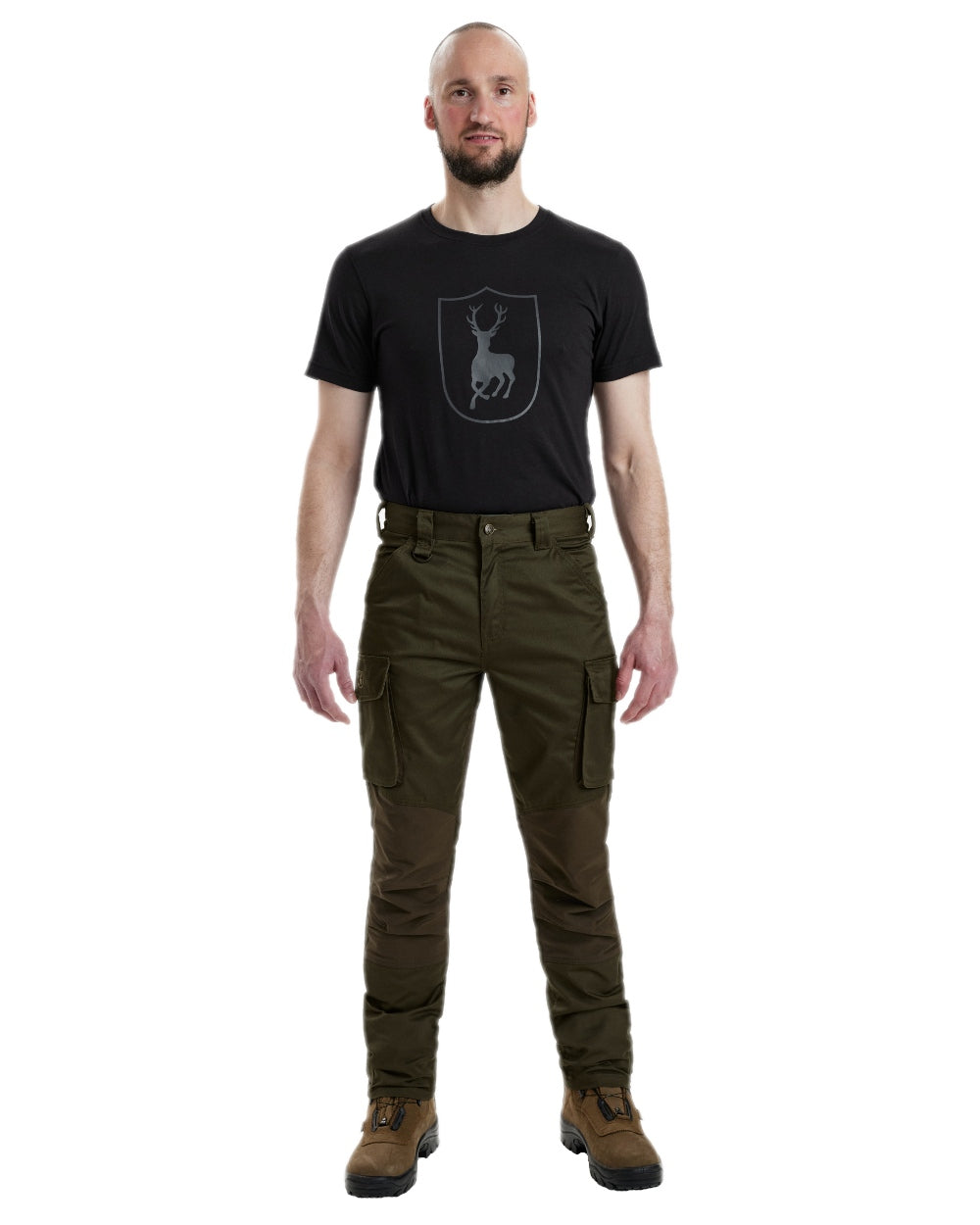 Adventure Green Coloured Deerhunter Rogaland Stretch Trousers on white background