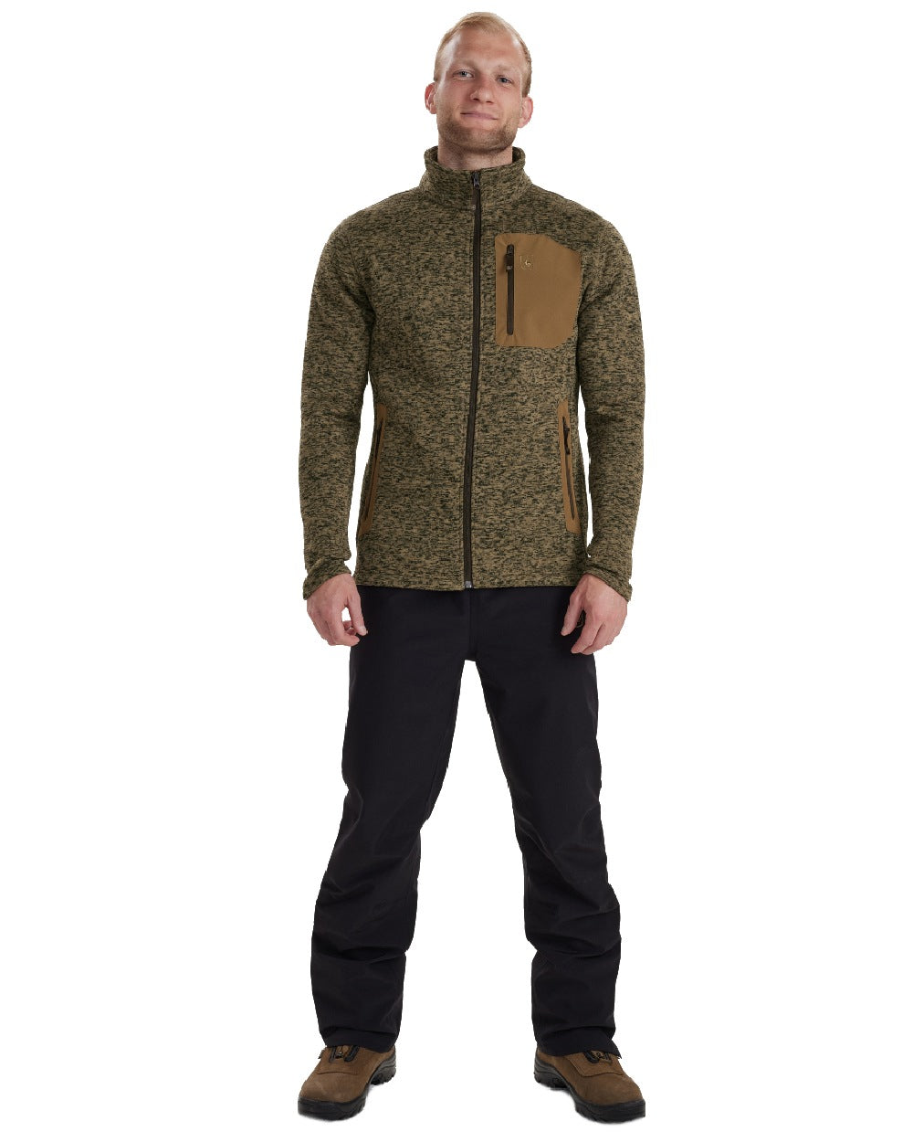 Butternut Melange coloured Deerhunter Sarek Knitted Jacket on white background