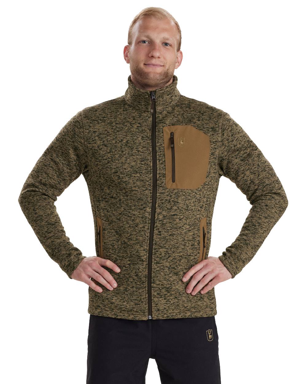 Butternut Melange coloured Deerhunter Sarek Knitted Jacket on white background