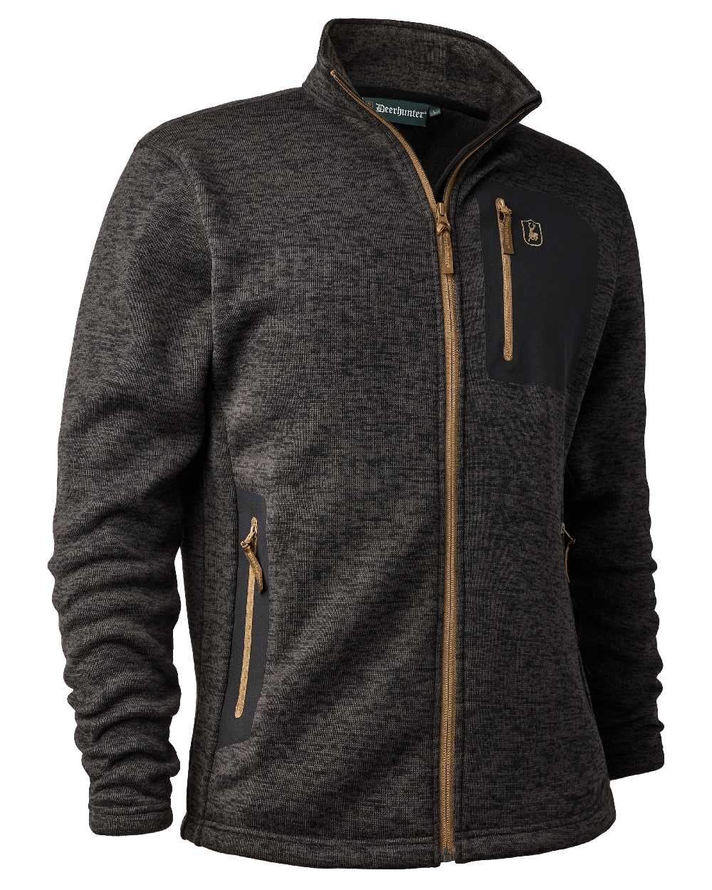 Dark Grey Melange coloured Deerhunter Sarek Knitted Jacket on white background