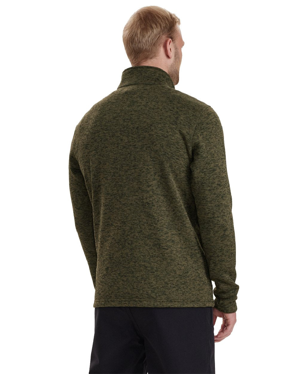 Olive Night Melange coloured Deerhunter Sarek Knitted Jacket on white background