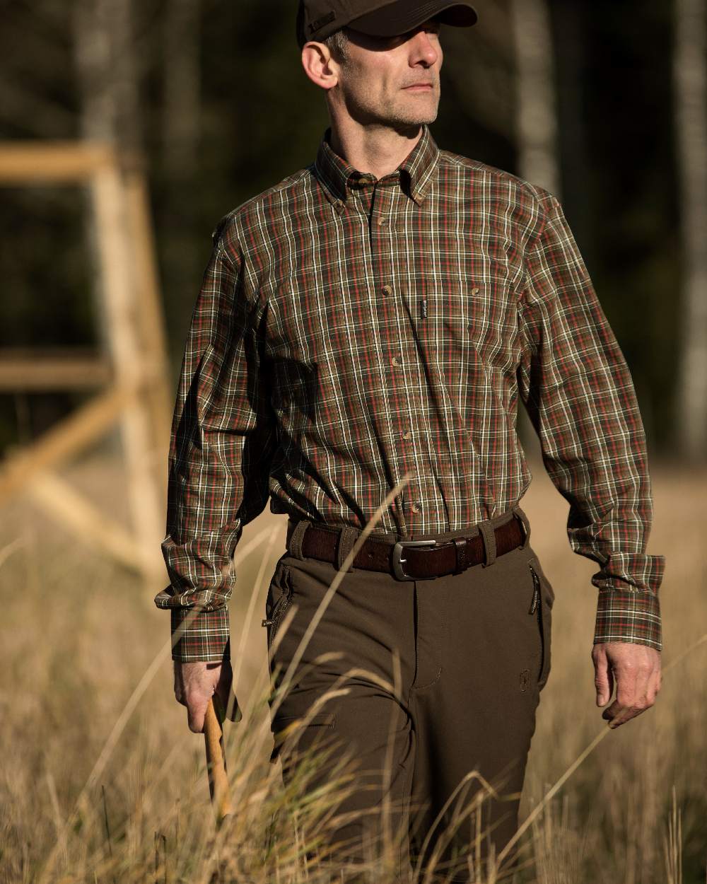 Fallen Leaf coloured Deerhunter Strike Full Stretch Trousers on forest background