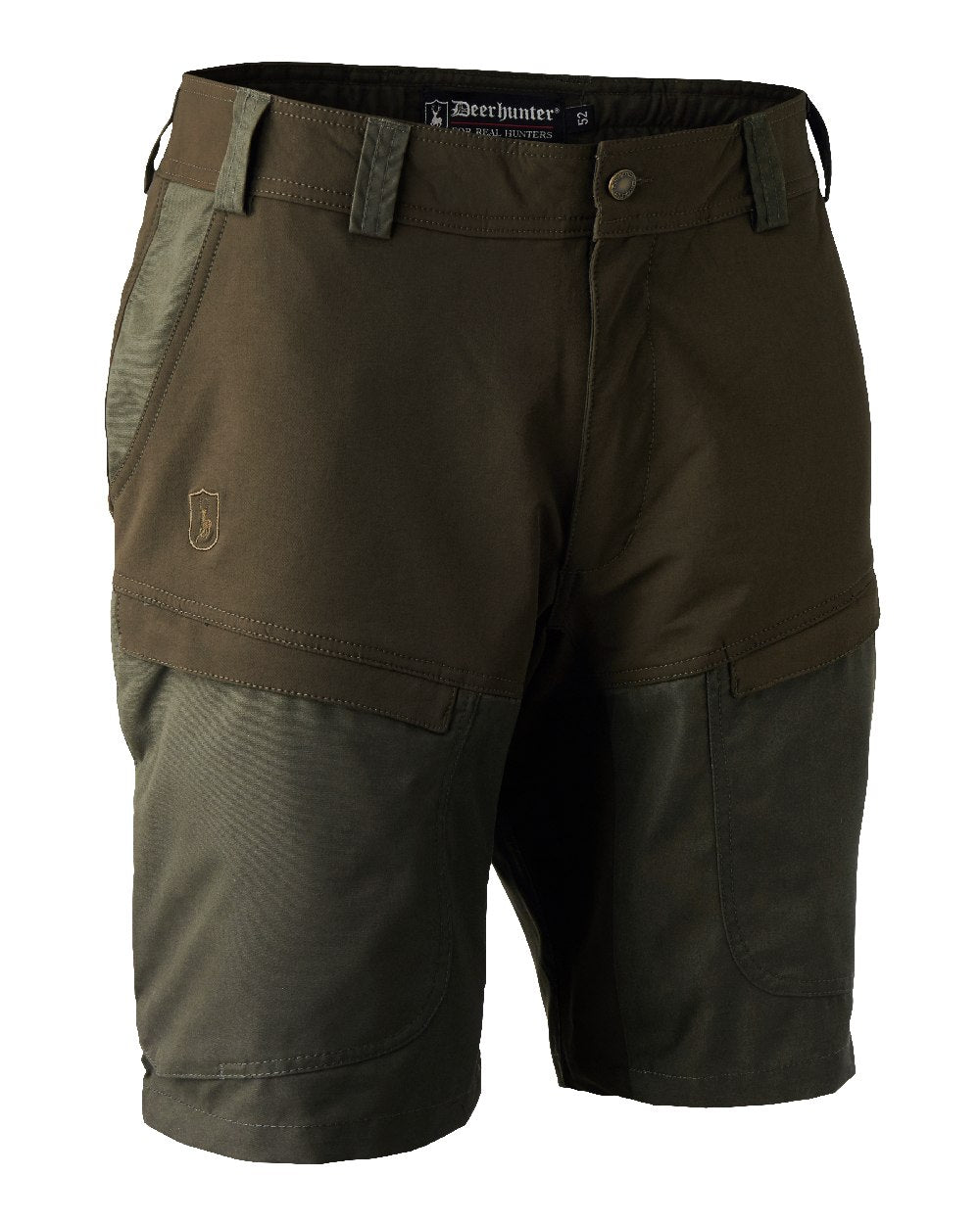 Deep Green coloured Deerhunter Strike Shorts on white background