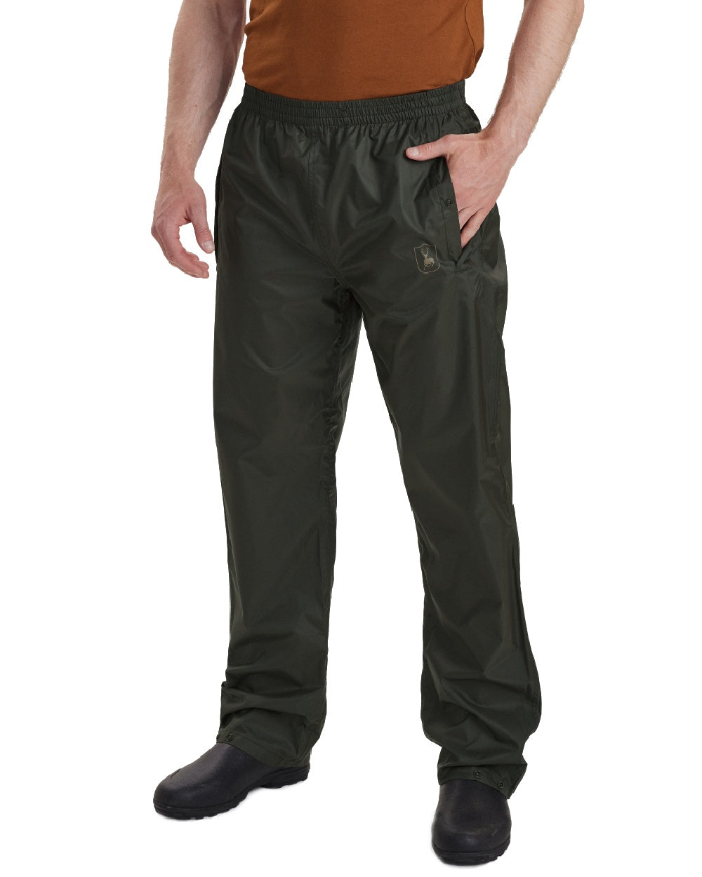 Timber coloured Deerhunter Survivor Rain Trousers on white background