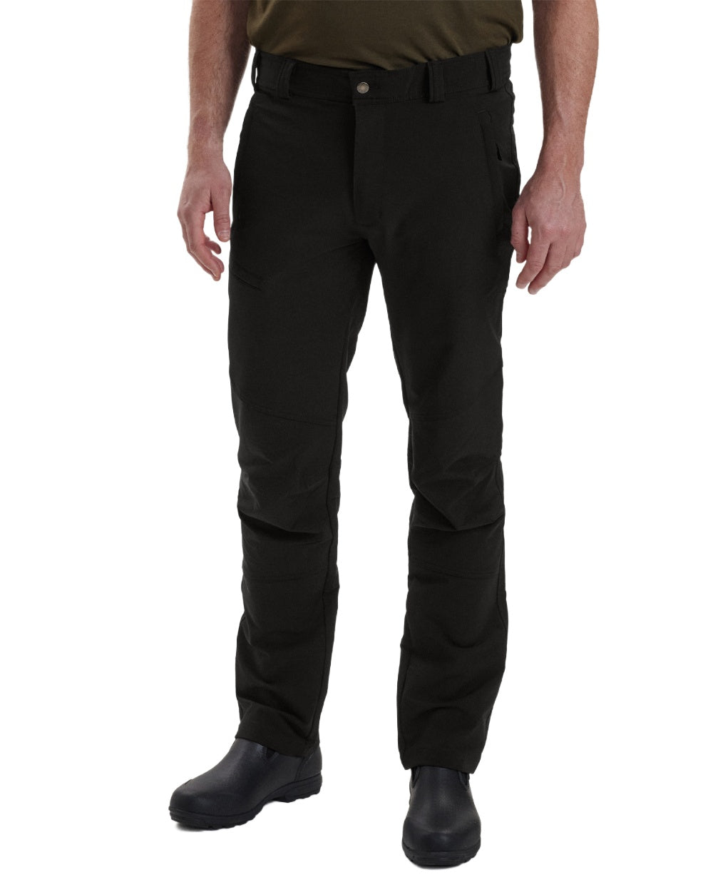 Black coloured Deerhunter Strike Full Stretch Trousers on white background
