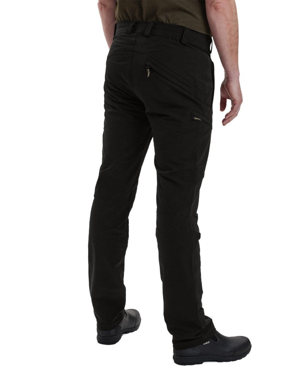 Black coloured Deerhunter Strike Full Stretch Trousers on white background