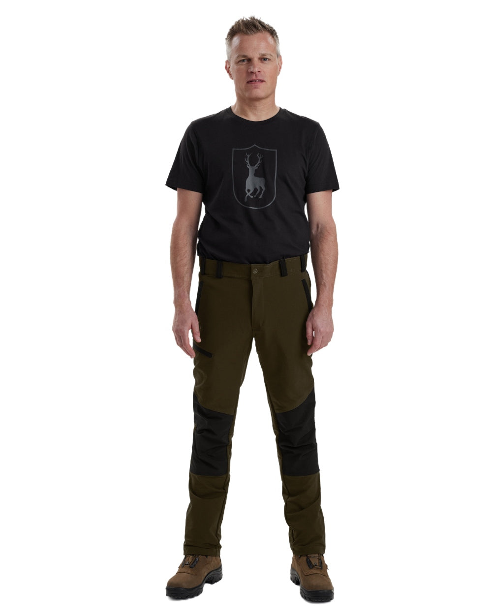 Black Fallen Leaf coloured Deerhunter Strike Full Stretch Trousers on white background