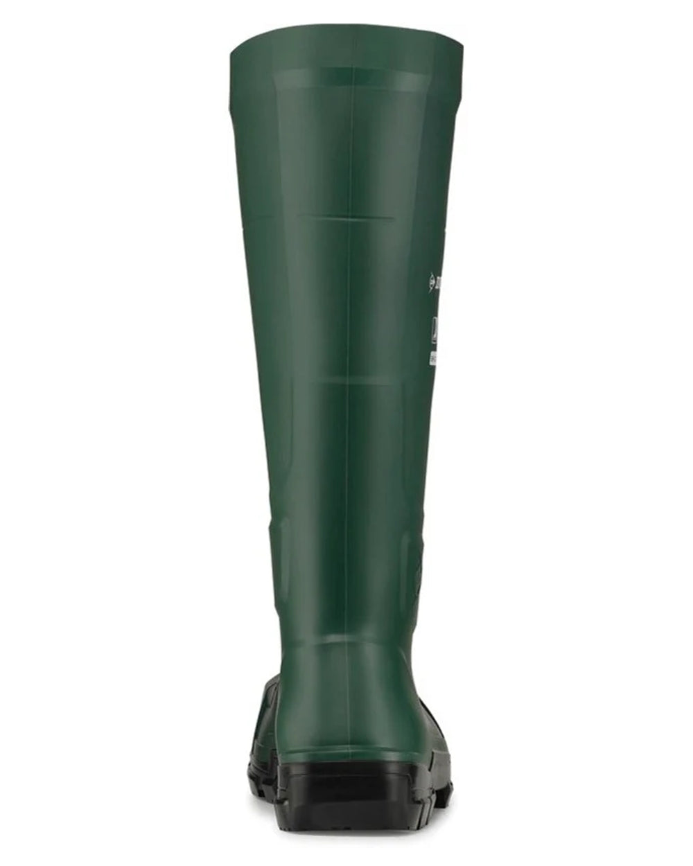 Heritage Green coloured Dunlop JobGuard Wellingtons on white background