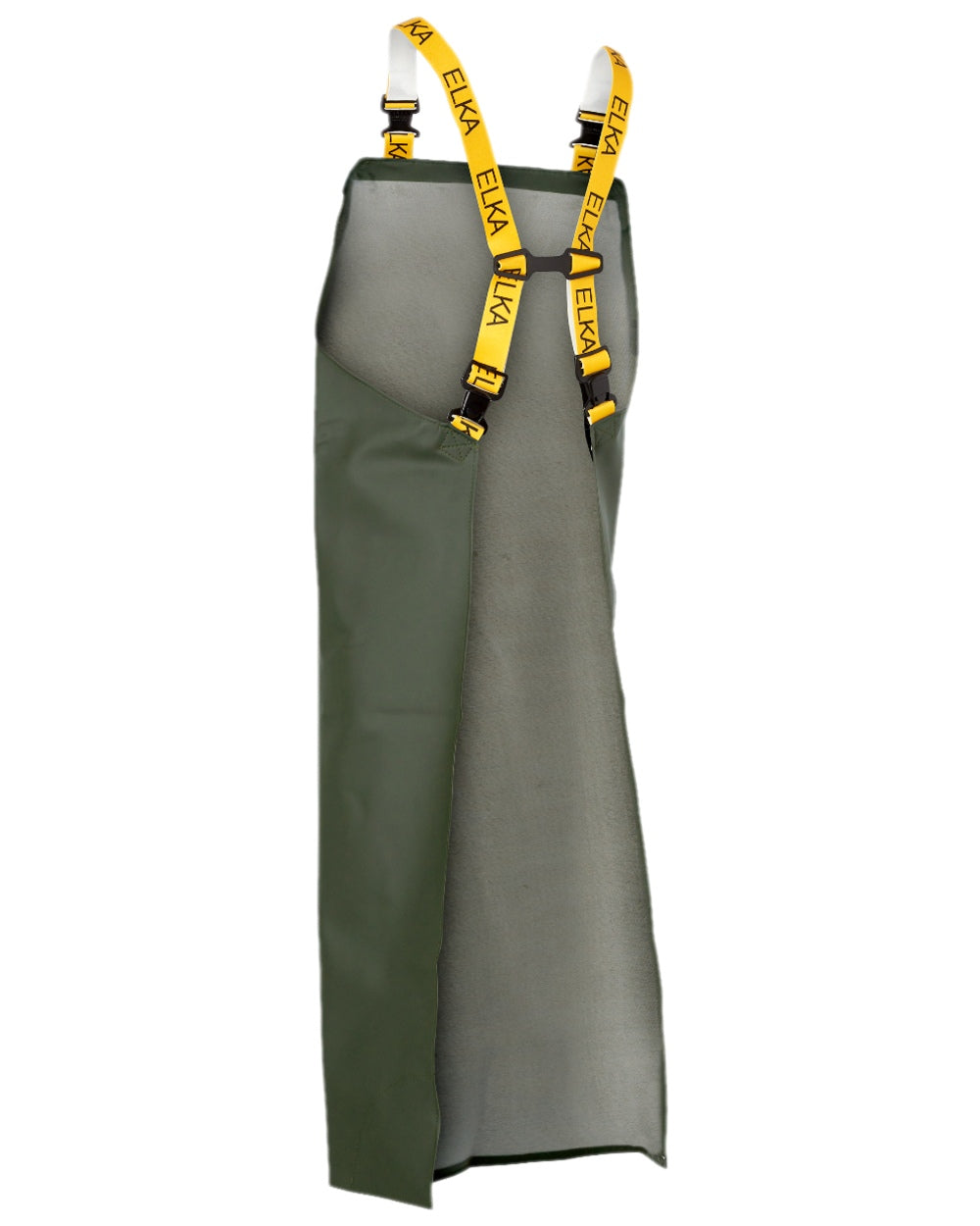 Olive Coloured Elka Apron With Braces on white background
