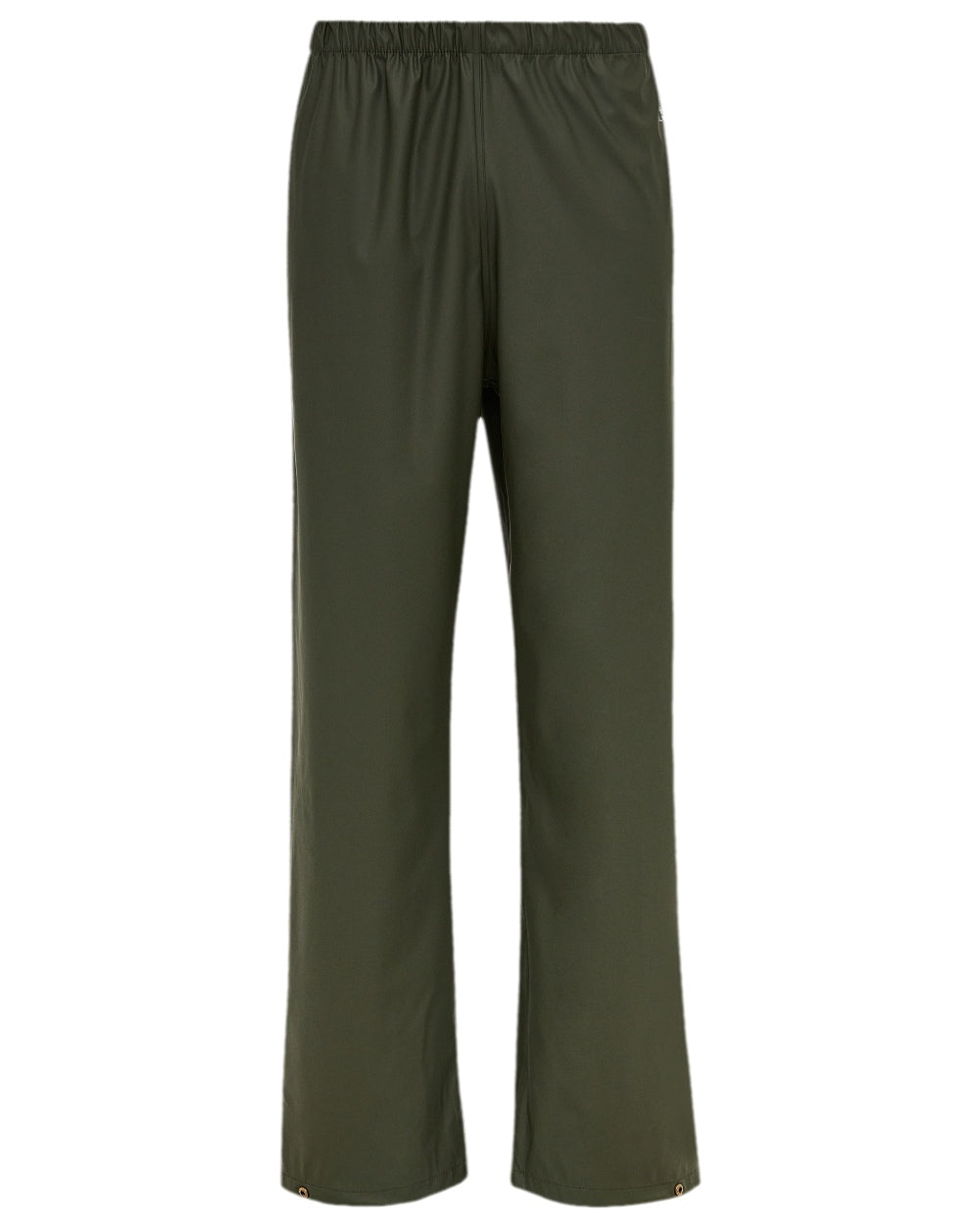 Olive Coloured Elka Mens Dry Zone PU Rain Trousers on Trousers background