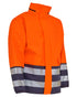 Fluorescent Orange Navy Coloured Elka Mens PU Visible Rain Jacket on white background