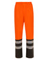 Fluorescent Orange Black Coloured Elka Mens PU Visible Waist Trousers With Reflective Tape on white background