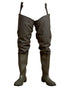Olive Coloured Elka Mens Safety Thigh Waders on white background