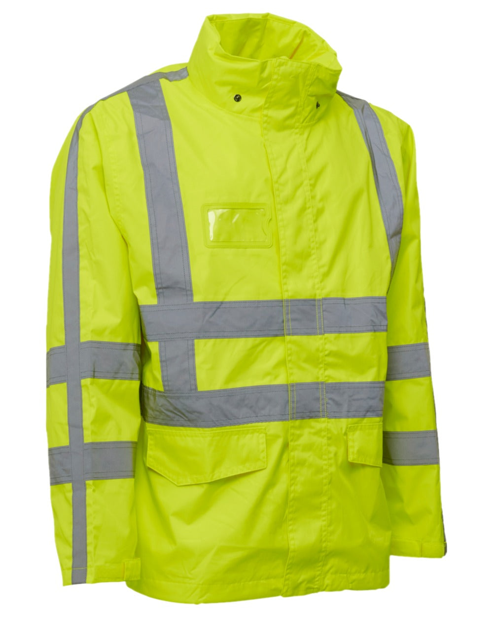 Fluorescent Yellow Coloured Elka Mens Visible Xtreme Rain Jacket on white background