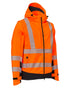 Fluorescent Orange Black Coloured Elka Mens Visible Xtreme Softshell Jacket With Detachable Sleeves on white background