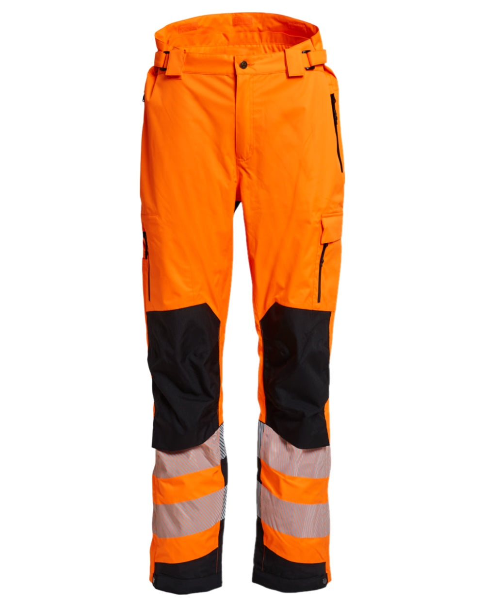 Fluorescent Orange Black Coloured Elka Mens Visible Xtreme Stretch Combi Trousers on white background