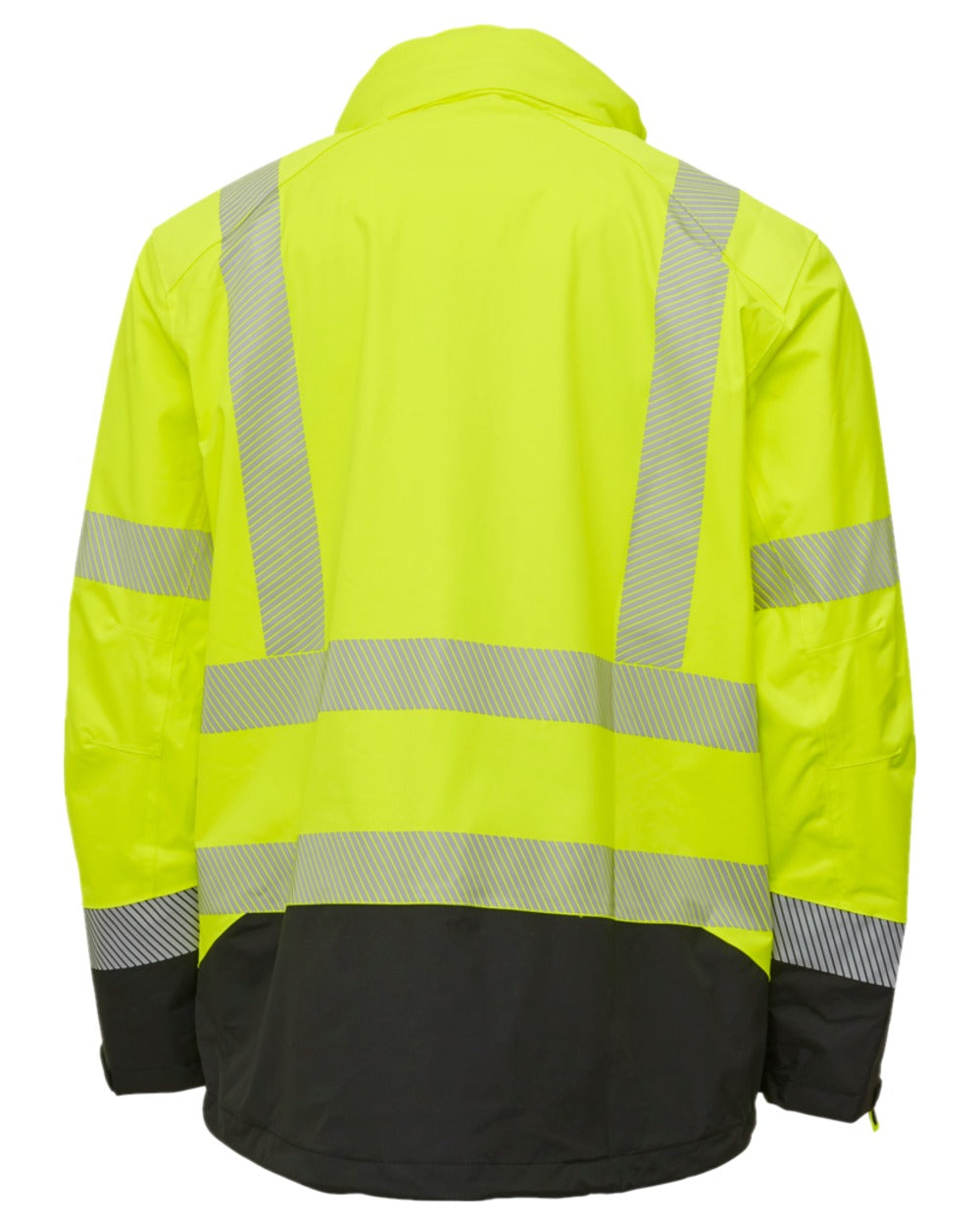Fluorescent Yellow Black Coloured Elka Mens Visible Xtreme Stretch Jacket on white background