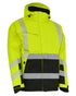 Fluorescent Yellow Black Coloured Elka Mens Visible Xtreme Stretch Winter Jacket on white background