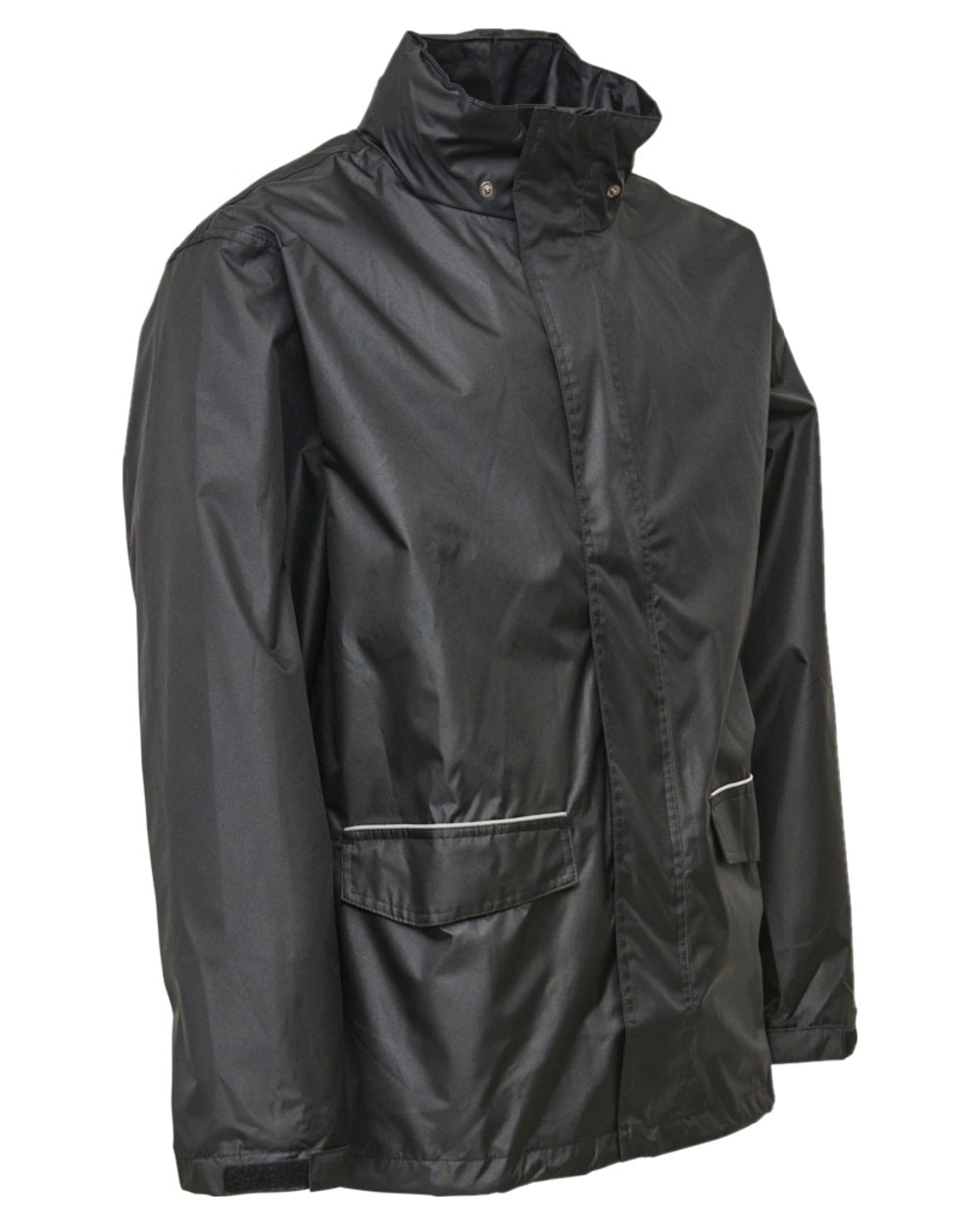 Black Coloured Elka Mens Working Xtreme Waterproof Rain Jacket on white background