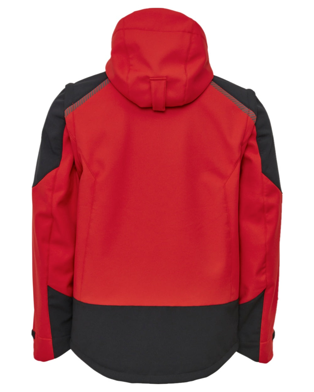 Red Black Coloured Elka Mens Working Xtreme Softshell Jacket With Detachable Sleeves on white background