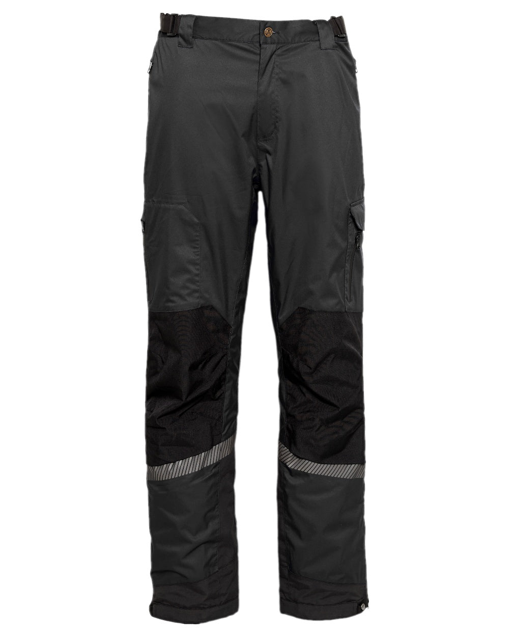 Black Coloured Elka Mens Working Xtreme Stretch Waist Trousers on white background