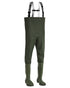 Olive Coloured Elka Waders Wellingtons on white background