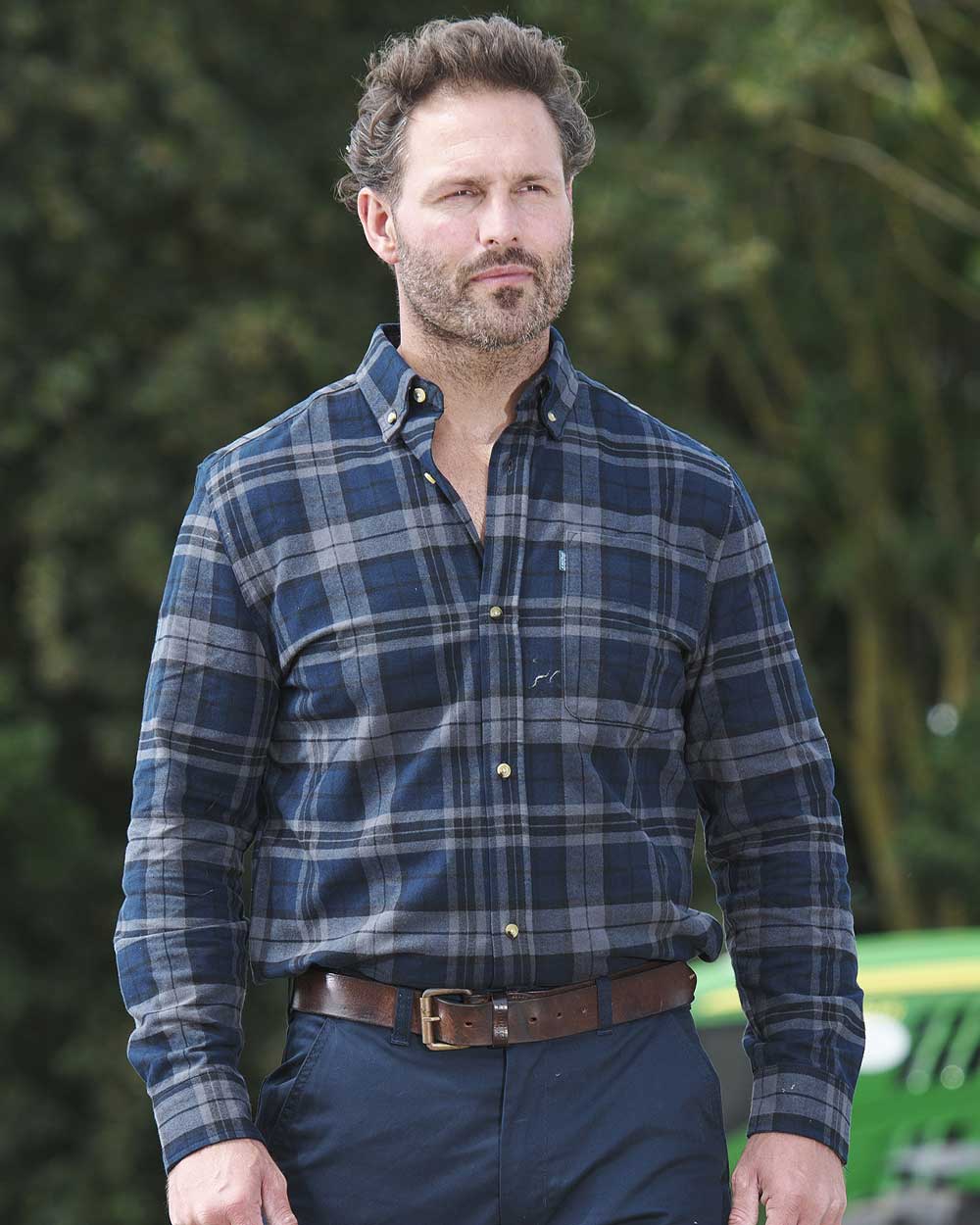 Navy Blue coloured Fort Hyde Shirt on green background