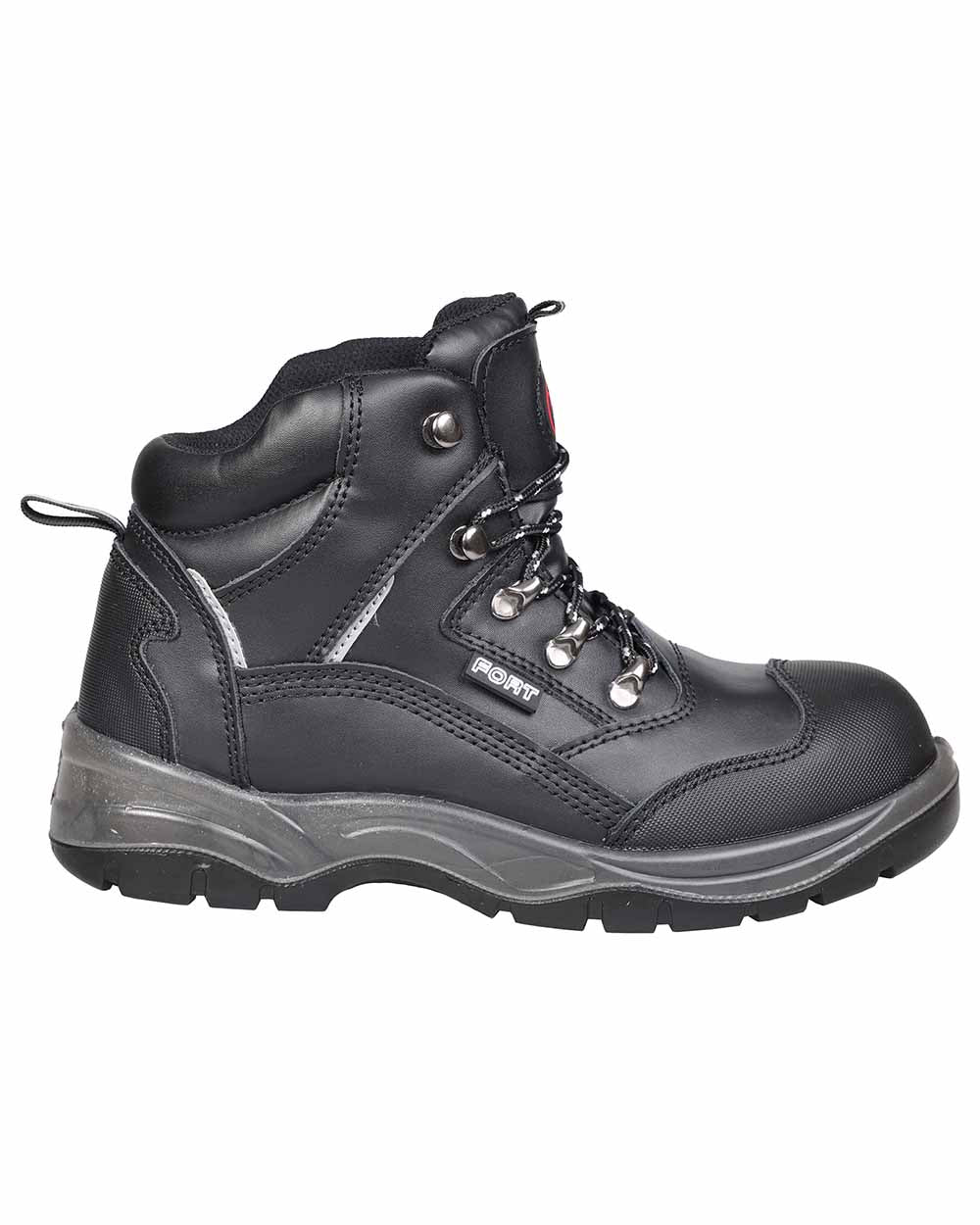 Black coloured Fort Knox Safety Boots on white background