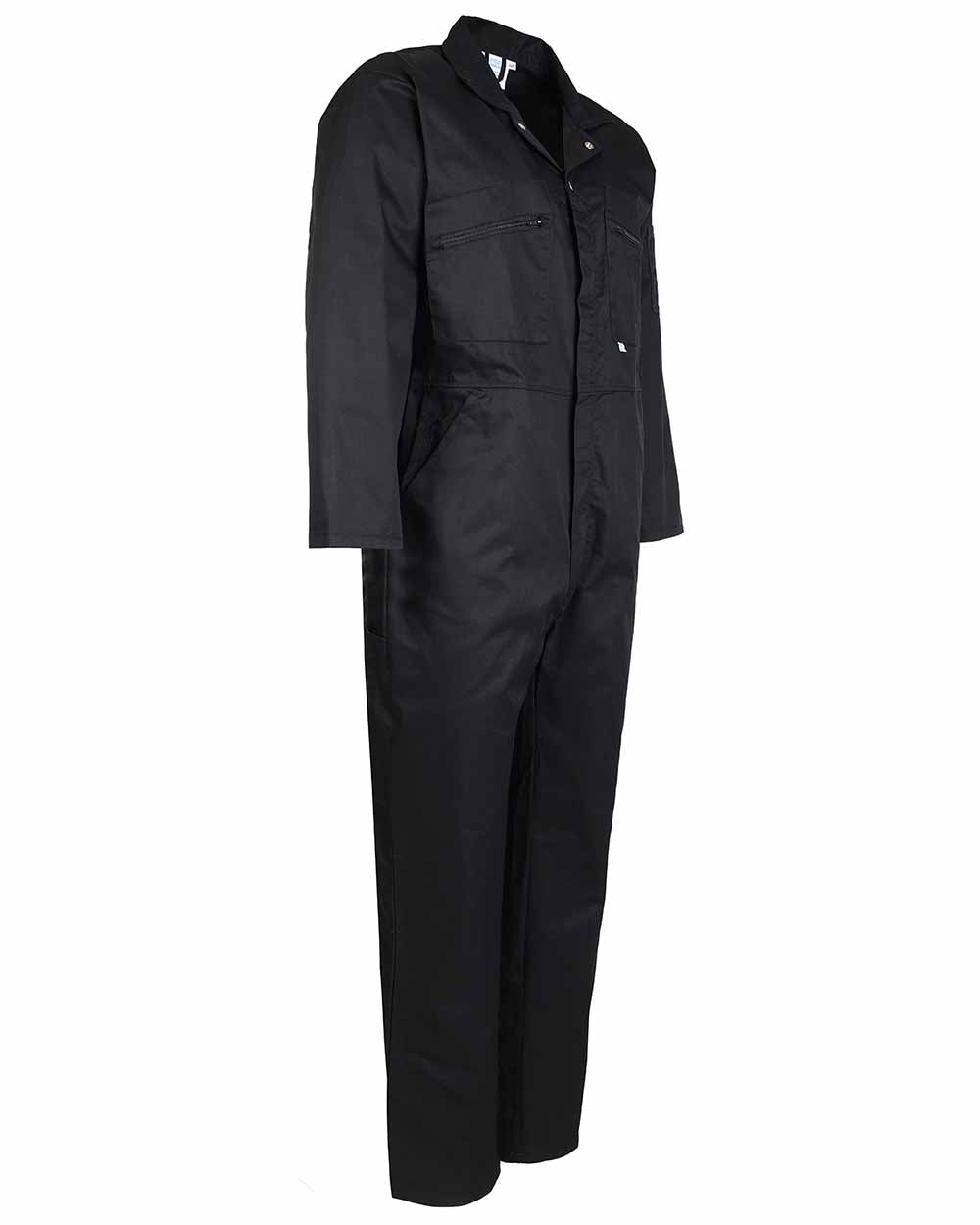 Black coloured Fort Zip Front Boilersuit on white background