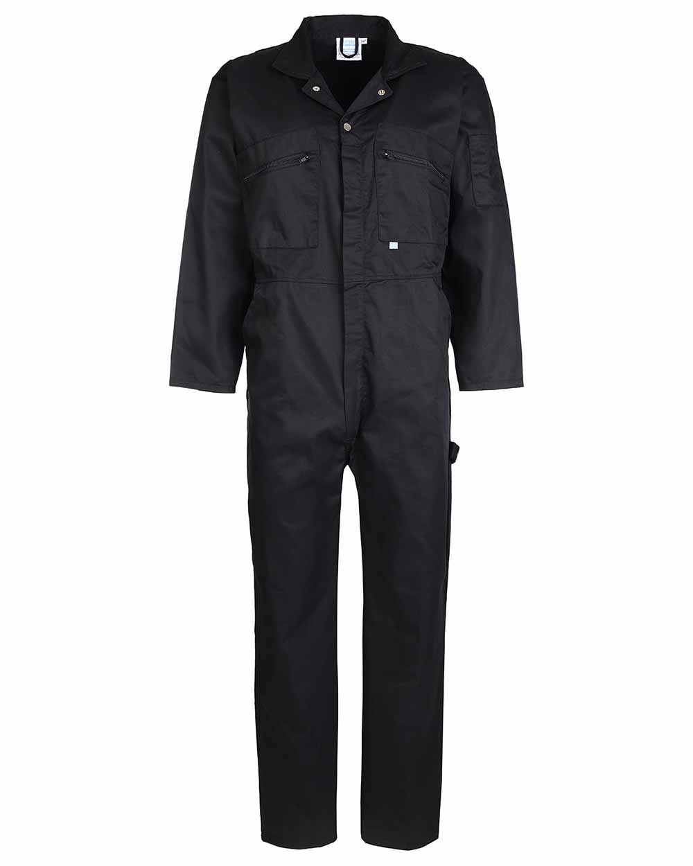 Black coloured Fort Zip Front Boilersuit on white background