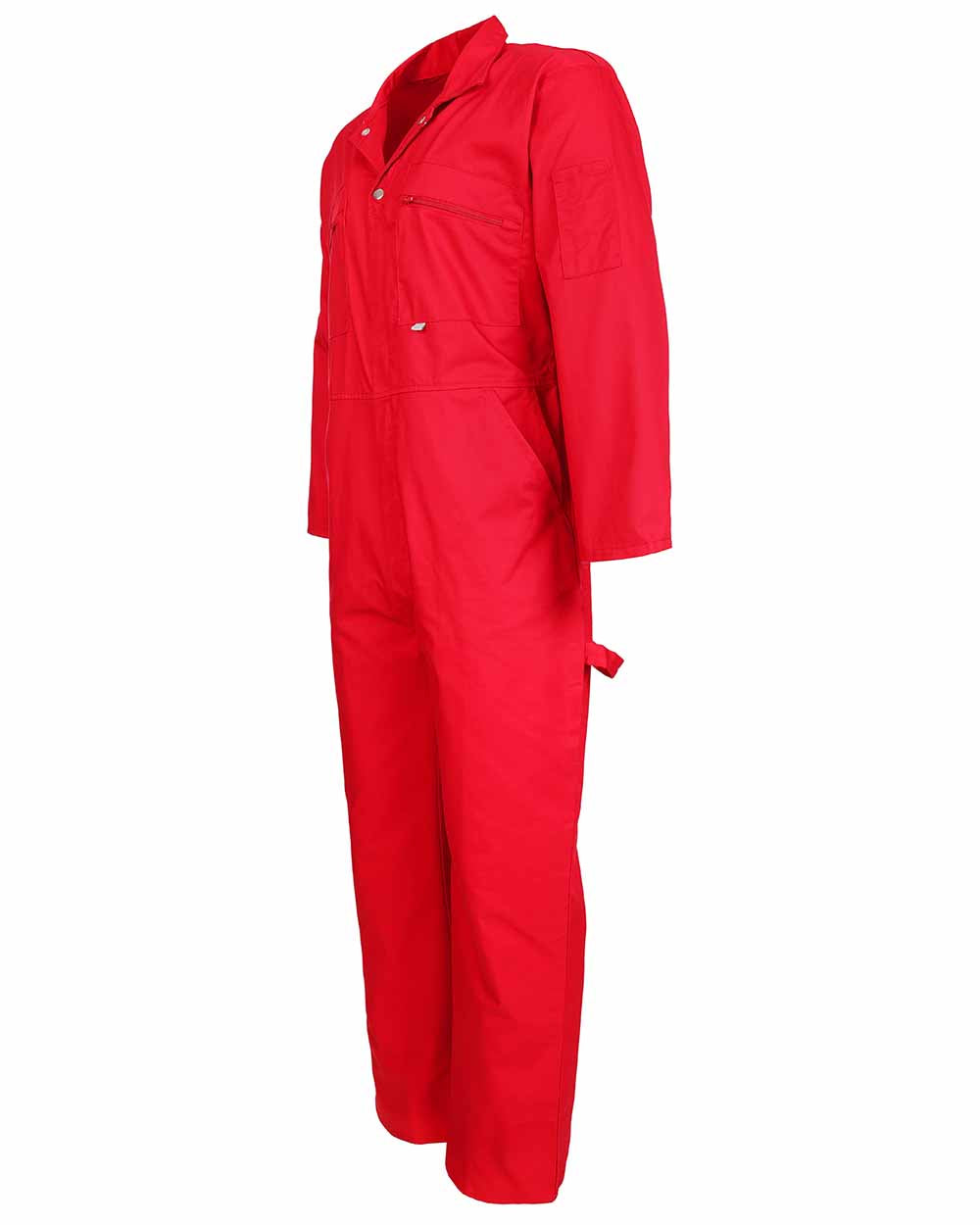 Red coloured Fort Zip Front Boilersuit on white background