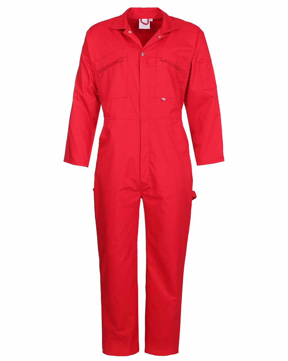Red coloured Fort Zip Front Boilersuit on white background