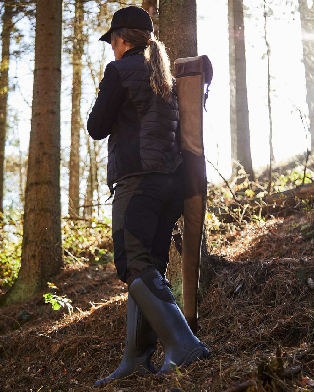 Dark Brown Coloured Gateway1 Moor Country Lady 17" 3mm Side-Zip Wellingtons on outdoor background