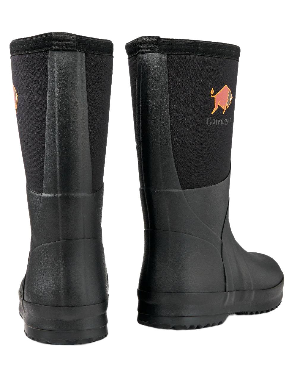 Black Coloured Gateway1 Wetland Master Kids 12 7mm Wellingtons on white background