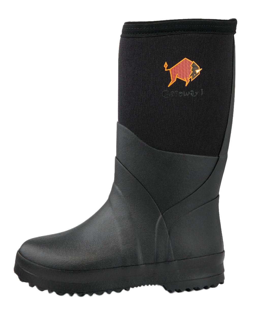 Black Coloured Gateway1 Wetland Master Kids 12 7mm Wellingtons on white background