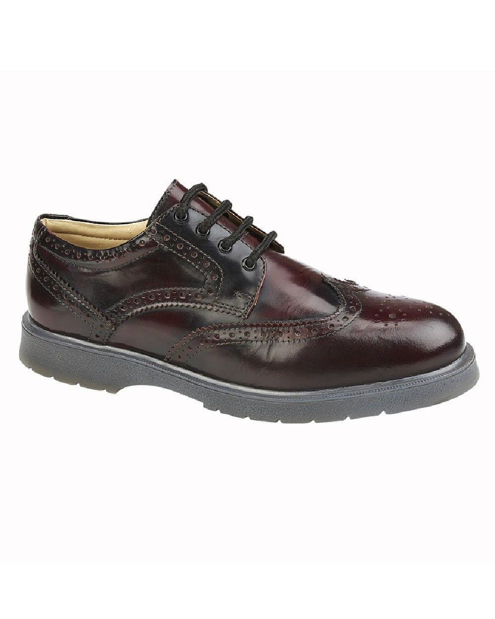 Burgundy coloured Grafters Mens 4 Eye Wing Cap Brogue Gibson Shoes on white background
