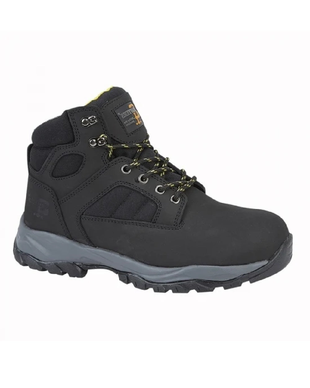Black coloured Grafters Mens Action Nubuck Safety Ankle Boots on white background