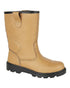 Tan coloured Grafters Tan Leather Rigger Safety Boots on white background