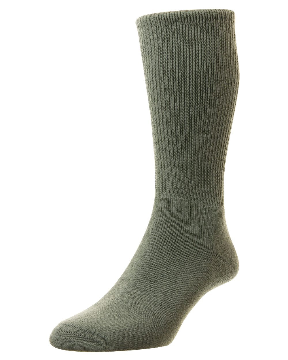 Olive coloured HJ Hall Cotton Rich Diabetic Socks on white background